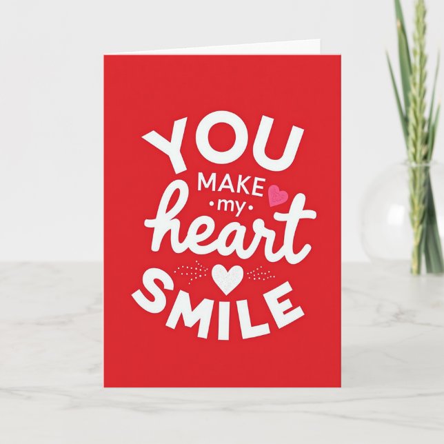 Red Valentines Heart Smile Card (Front)