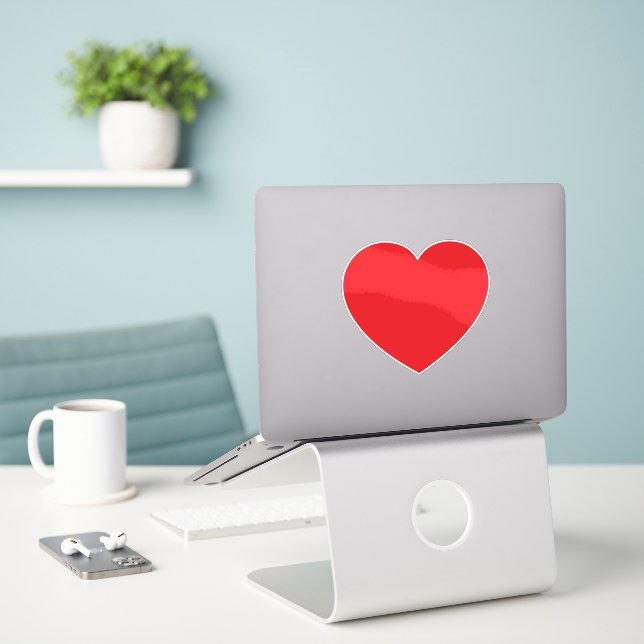 Red Valentines Heart Sticker (Laptop On Desk)