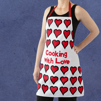 Red Valentines Hearts Apron