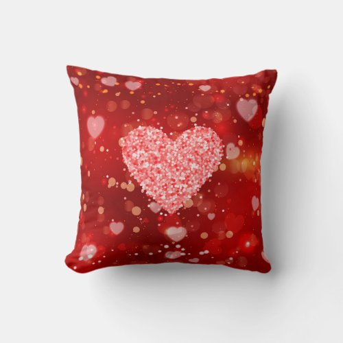 Red Valentines hearts collage background Throw Pillow