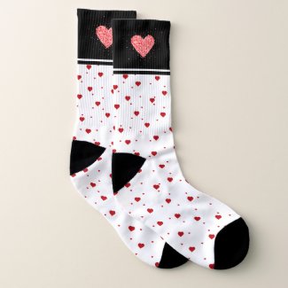 Red valentines Hearts Design Socks
