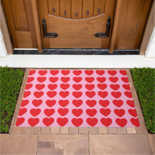 Red Valentines Hearts Doormat