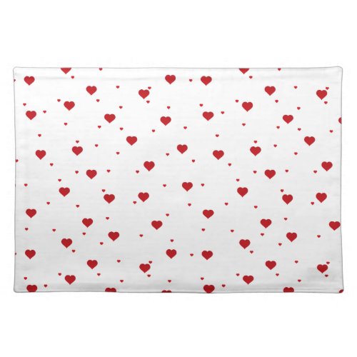 Red Valentines Hearts On White Background Placemat