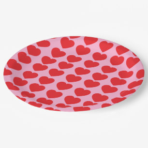 Red Valentines Hearts Paper Plates