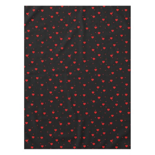 Red valentines Hearts Pattern on Black Tablecloth