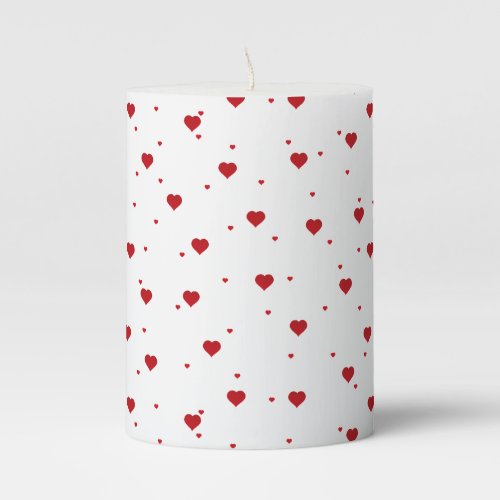 Red Valentines Hearts Pattern Pillar Candle