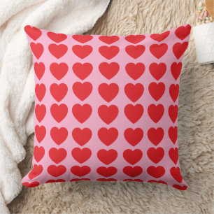 Red Valentines Hearts Throw Pillow