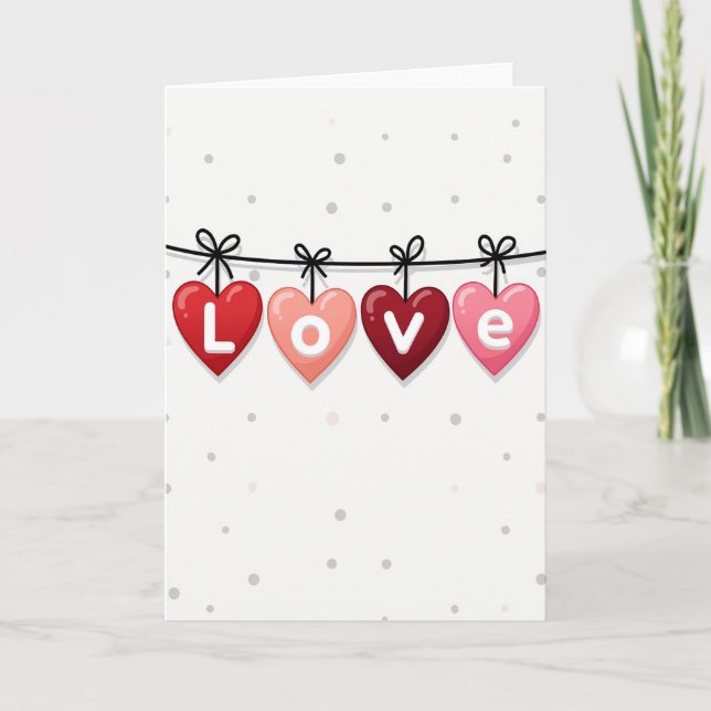 Red Valentines Love Heart Card (Front)