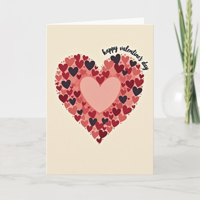 Red Valentines Love Hearts Card (Front)