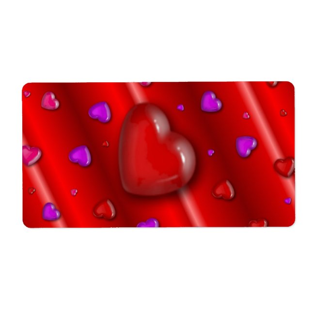 Red Valentines love Hearts pattern Label (Front)