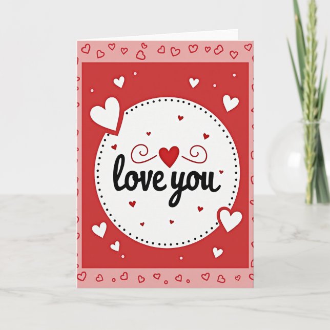 Red Valentines Love You Card (Front)
