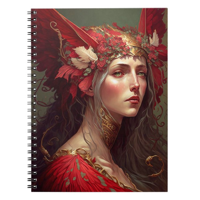 Red Valkyrie Woman Fantasy Art Notebook (Front)