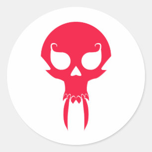 RED VAMPIRE SKULL CLASSIC ROUND STICKER