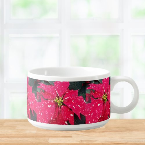 Red Variegated Poinsettia Pattern Holiday Bowl