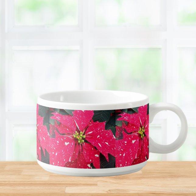 Red Variegated Poinsettia Pattern Holiday Bowl (In Situ)