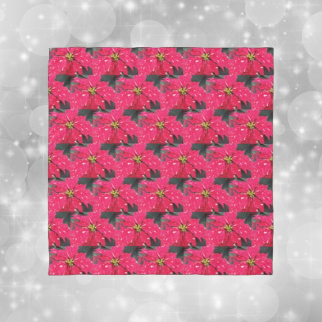 Red Variegated Poinsettia Pattern Holiday Scarf (In Situ)