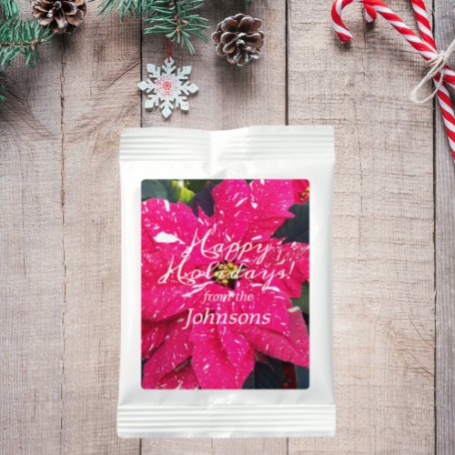 Red Variegated Poinsettia With Family Name Hot Chocolate Drink Mix