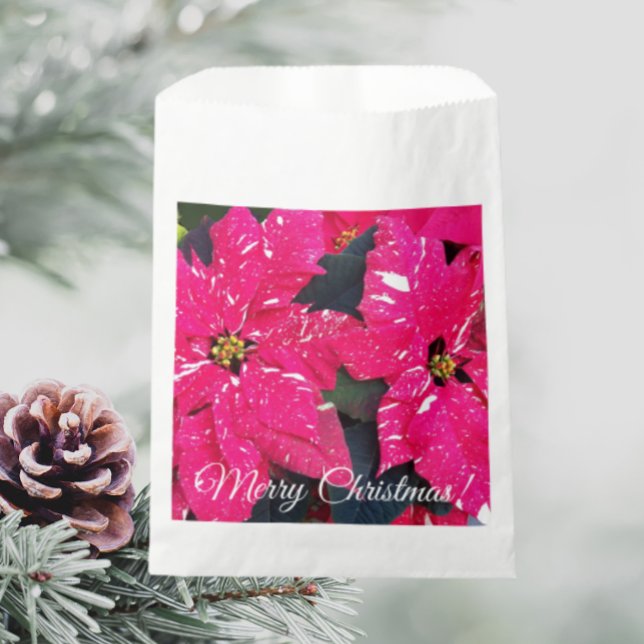 Red Variegated Poinsettias Christmas Floral Favor Bag (In Situ Holiday)