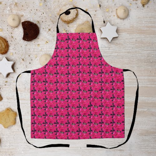 Red Variegated Poinsettias Pattern Holiday Apron