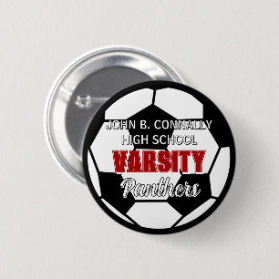 Red Varsity Soccer Custom High School Spirit Button