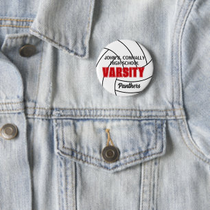 Red Varsity Volleyball Custom High School Spirit Button