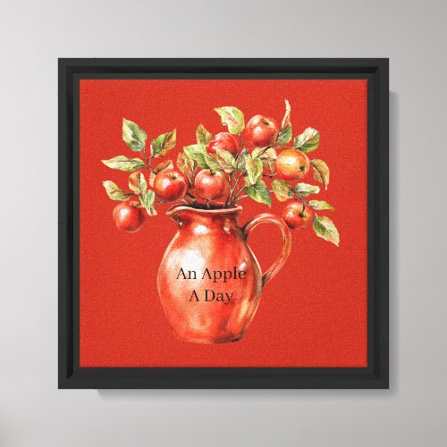 Red Vase Apples Canvas Print