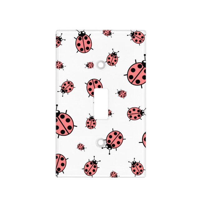 Red Vector Lady Bugs Light Switch Cover (Front)