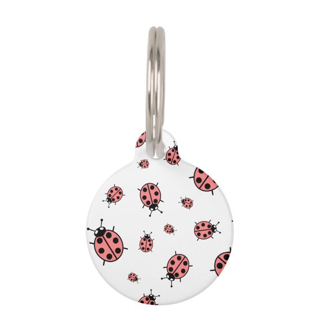 Red Vector Lady Bugs Pet Tag (Back)