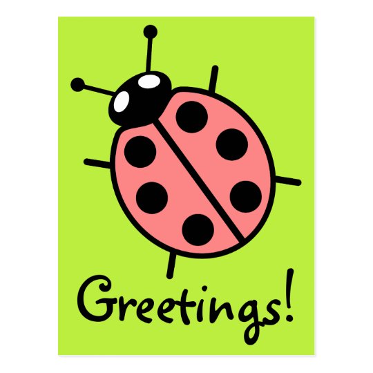 Red Vector Ladybug (Green Background) Postcard