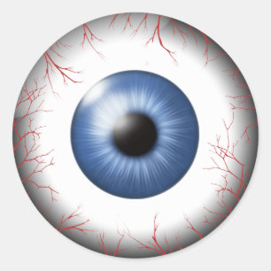 Red Vein Eyeballs Blue ID541 Classic Round Sticker