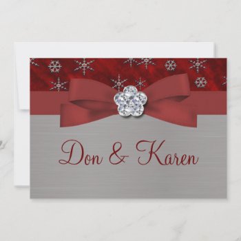 Red Velour & Silver Snowflakes Invitation by StarStruckDezigns at Zazzle