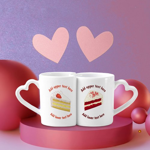 Red Velvet and Tres Leches _ Custom Slice of Cake  Coffee Mug Set