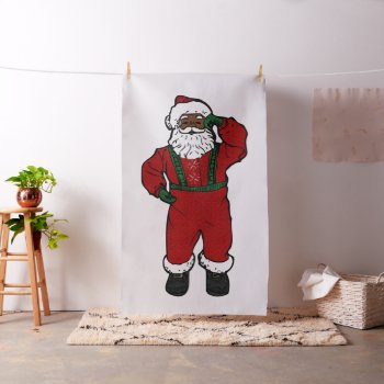 Red Velvet Black Santa Fabric by funnychristmas at Zazzle
