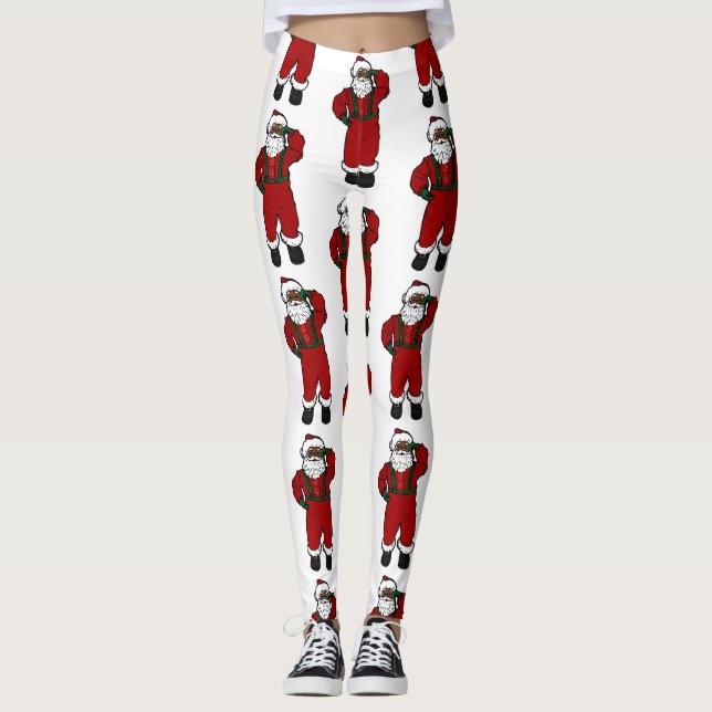 red velvet black santa leggings (Front)
