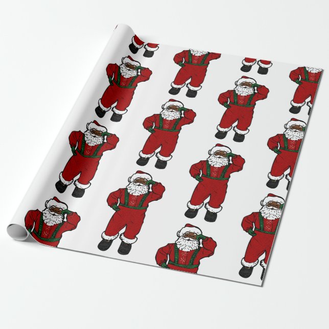 red velvet black santa wrapping paper (Unrolled)