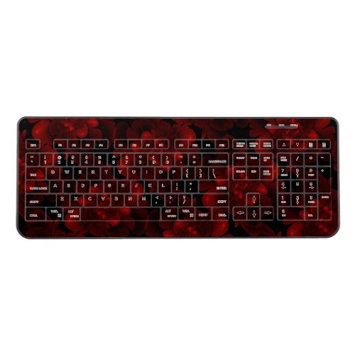 Red Velvet Bloom on Black Wireless Keyboard