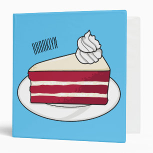 Red velvet cake cartoon illustration 3 ring binder