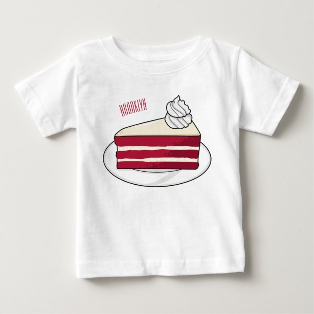 Red velvet cake cartoon illustration baby T-Shirt (Front)