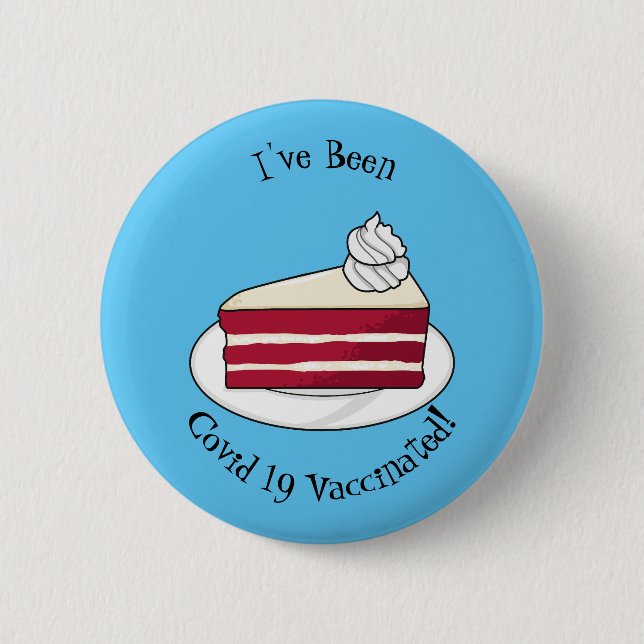 Red velvet cake cartoon illustration button (Front)