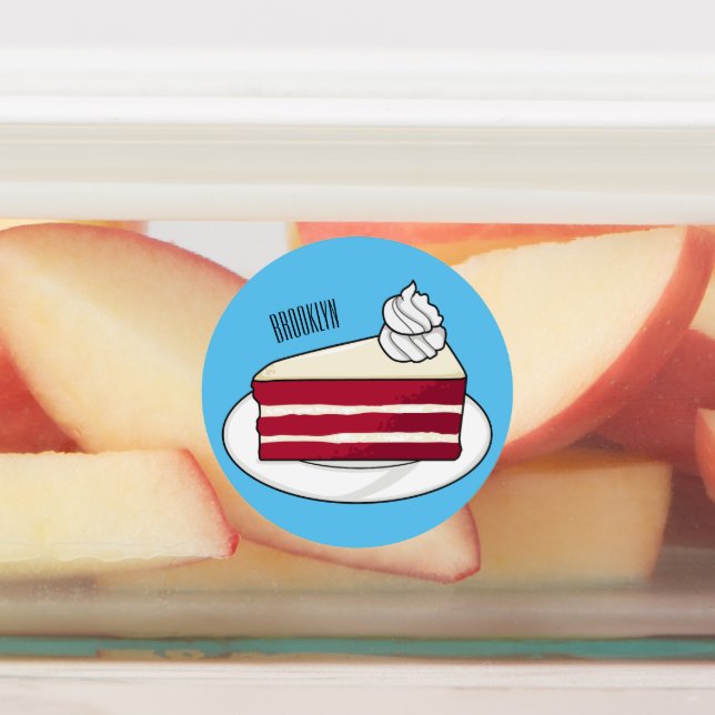 Red velvet cake cartoon illustration labels (Affixed)
