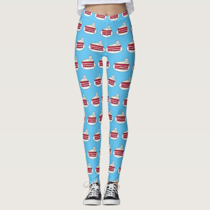 Red velvet cake cartoon illustration leggings