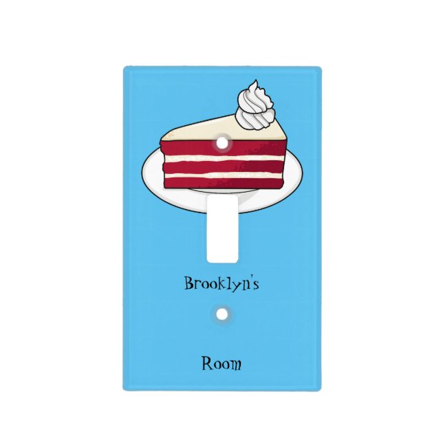 Red velvet cake cartoon illustration light switch cover (Front)