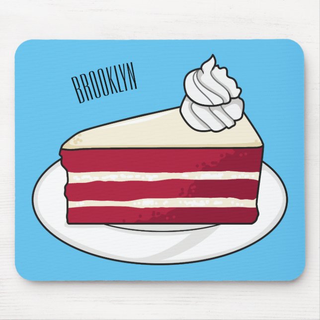 Red velvet cake cartoon illustration mouse pad (Front)