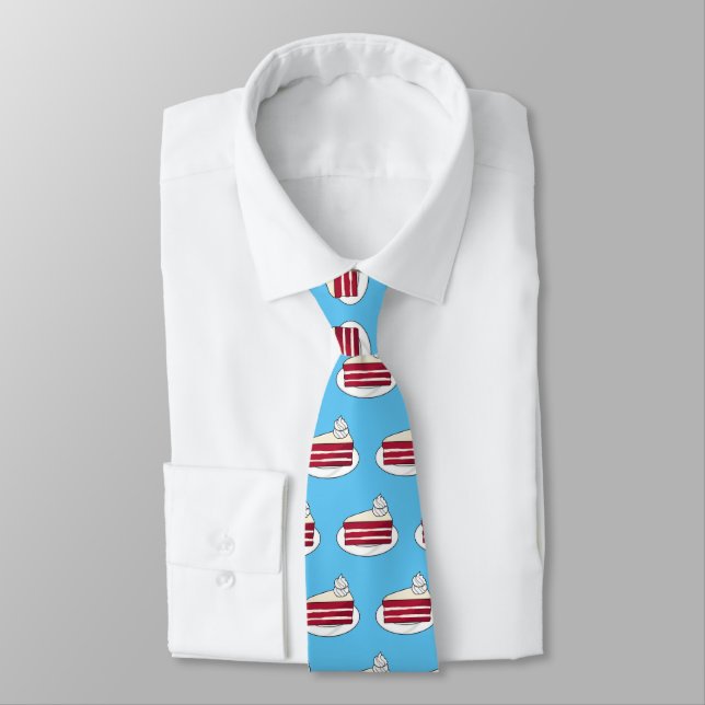 Red velvet cake cartoon illustration neck tie (Tied)