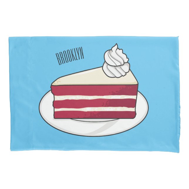 Red velvet cake cartoon illustration pillow case (Front)