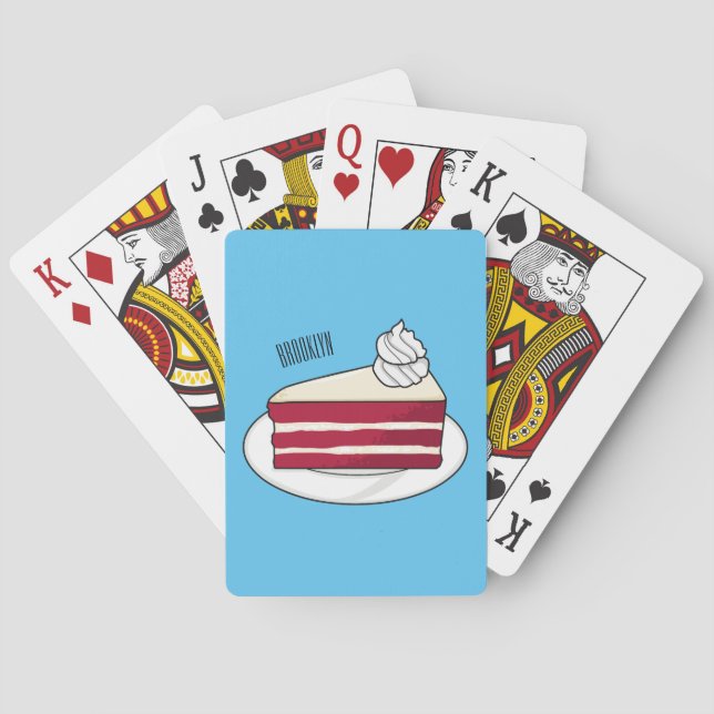 Red velvet cake cartoon illustration poker cards (Back)