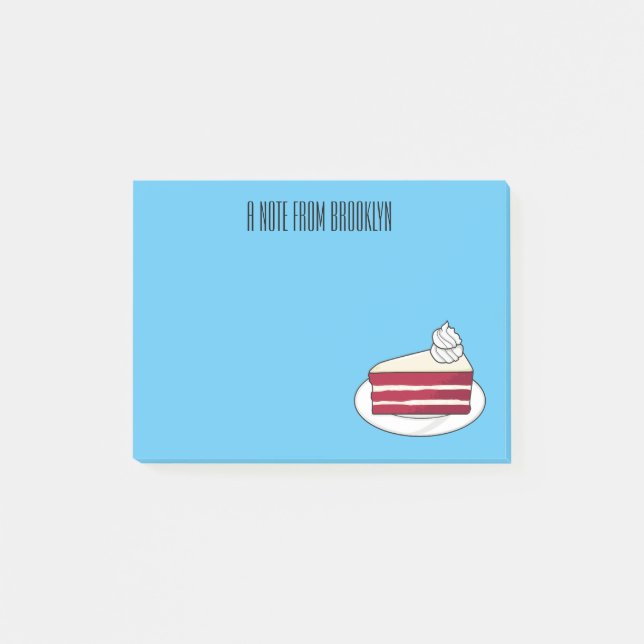 Red velvet cake cartoon illustration post-it notes (Front)