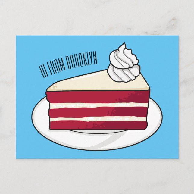 Red velvet cake cartoon illustration postcard (Front)