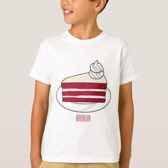 Red velvet cake cartoon illustration T-Shirt (Front)