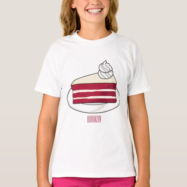 Red velvet cake cartoon illustration T-Shirt (Front)